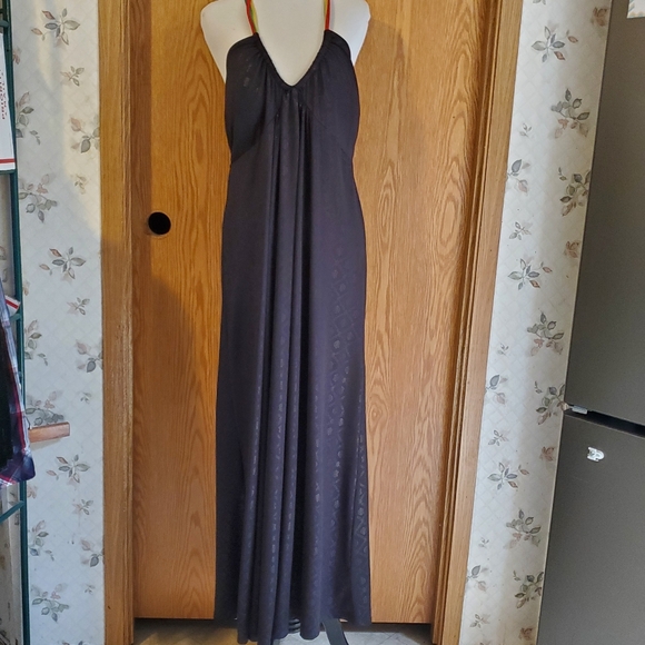 COOGI black rasta strappy maxi dress allover logo print stretch polyeste… - Picture 2 of 13